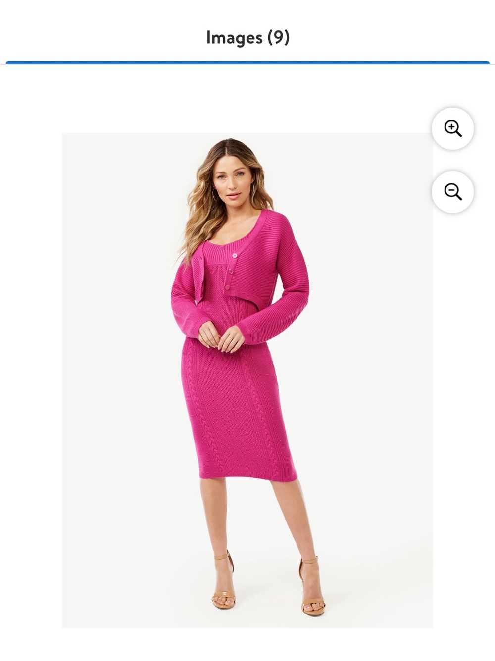 Sofia Jeans by Sofia Vergara Fuchsia 2 piece Knit Dress & Sweater Sz S NEW